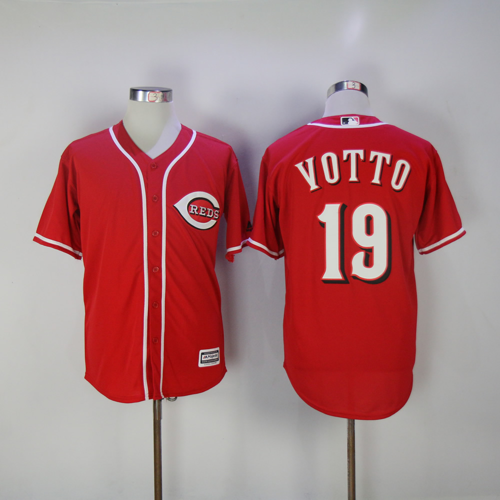 Men MLB Cincinnati Reds #19 Votto red game jerseys->cincinnati reds->MLB Jersey